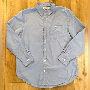 Mountain Khakis Shirt Men’s XL Light Blue White Gingham Passport Long Sleeve